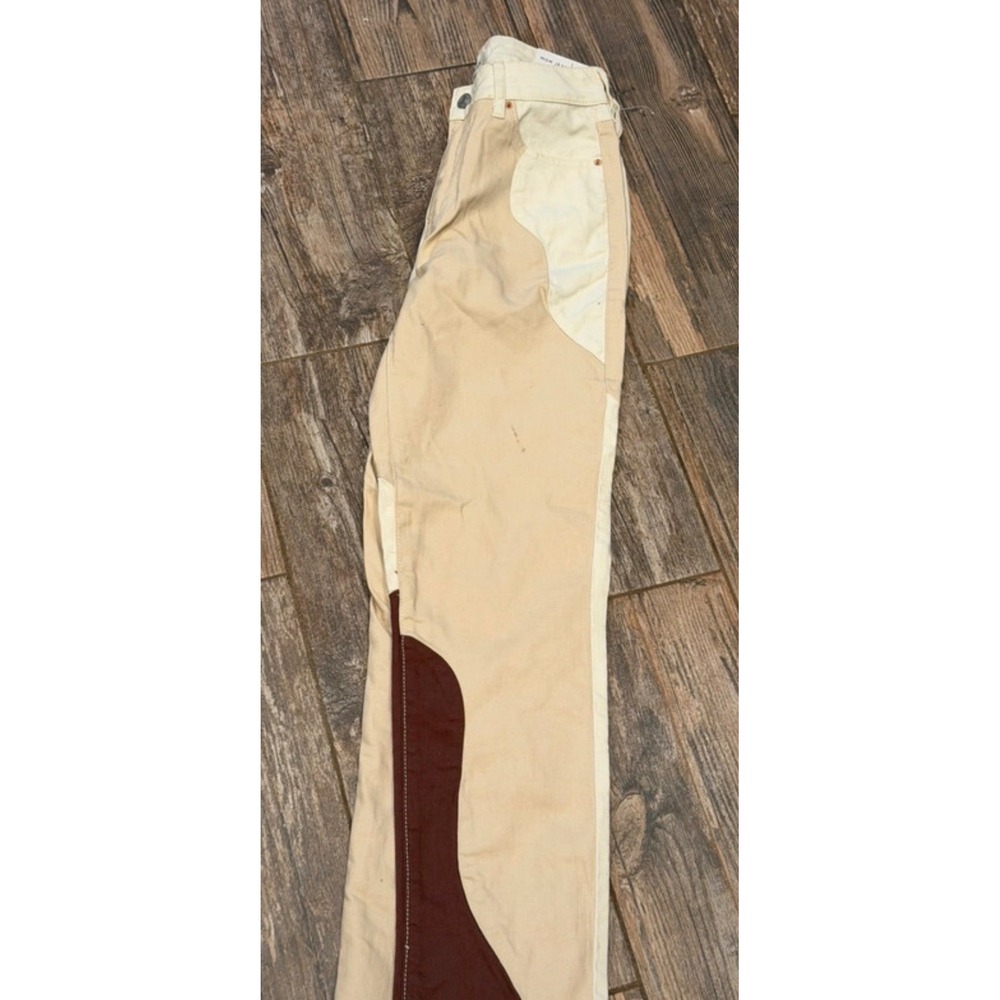 Pacsun High Rise Straight Leg Colorblock Jeans Tan Cream Burgundy NWT FLAW 24W
